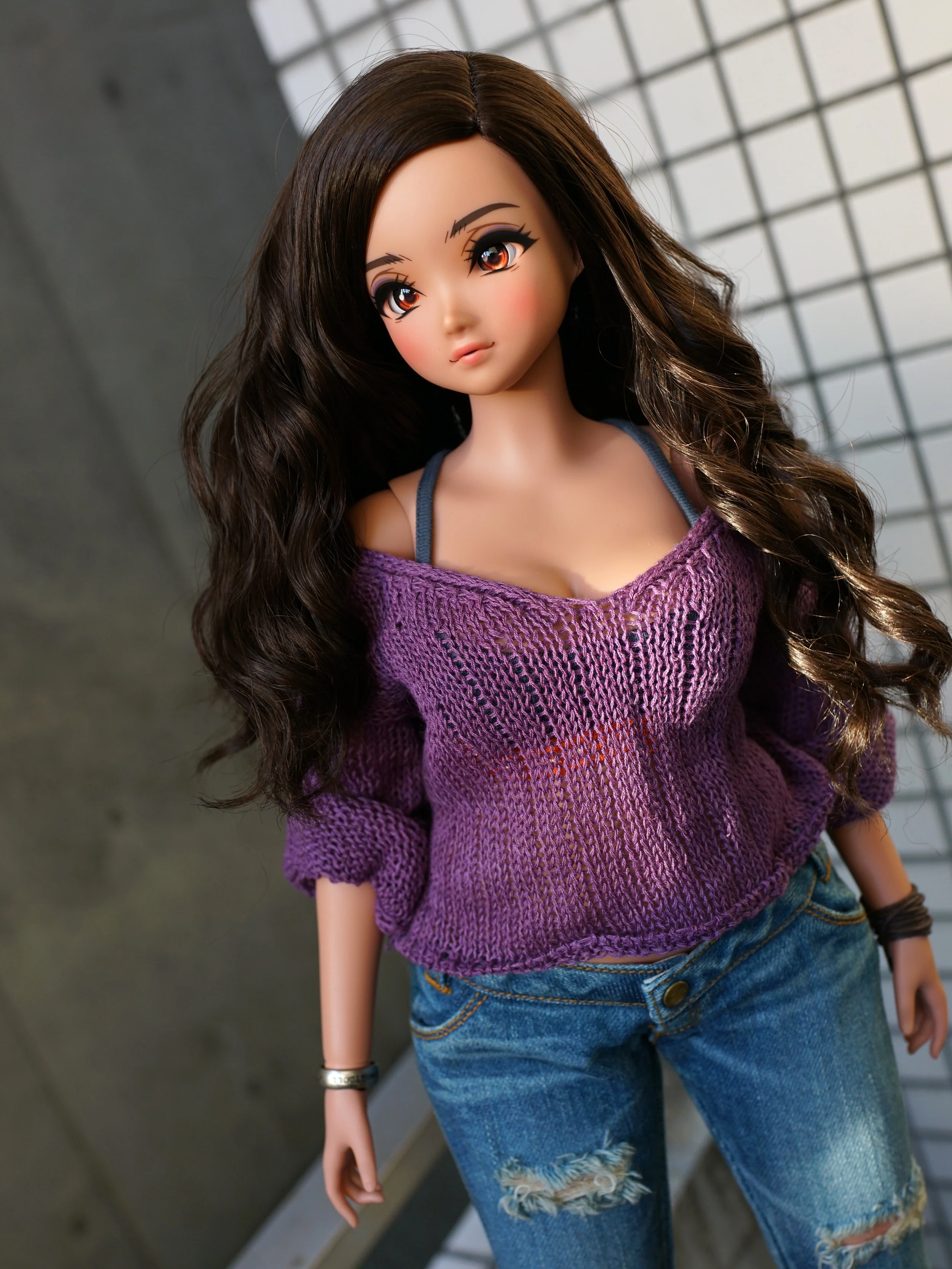 Frayed Knit Sweater (Purple) [Pear Body] - Image 10