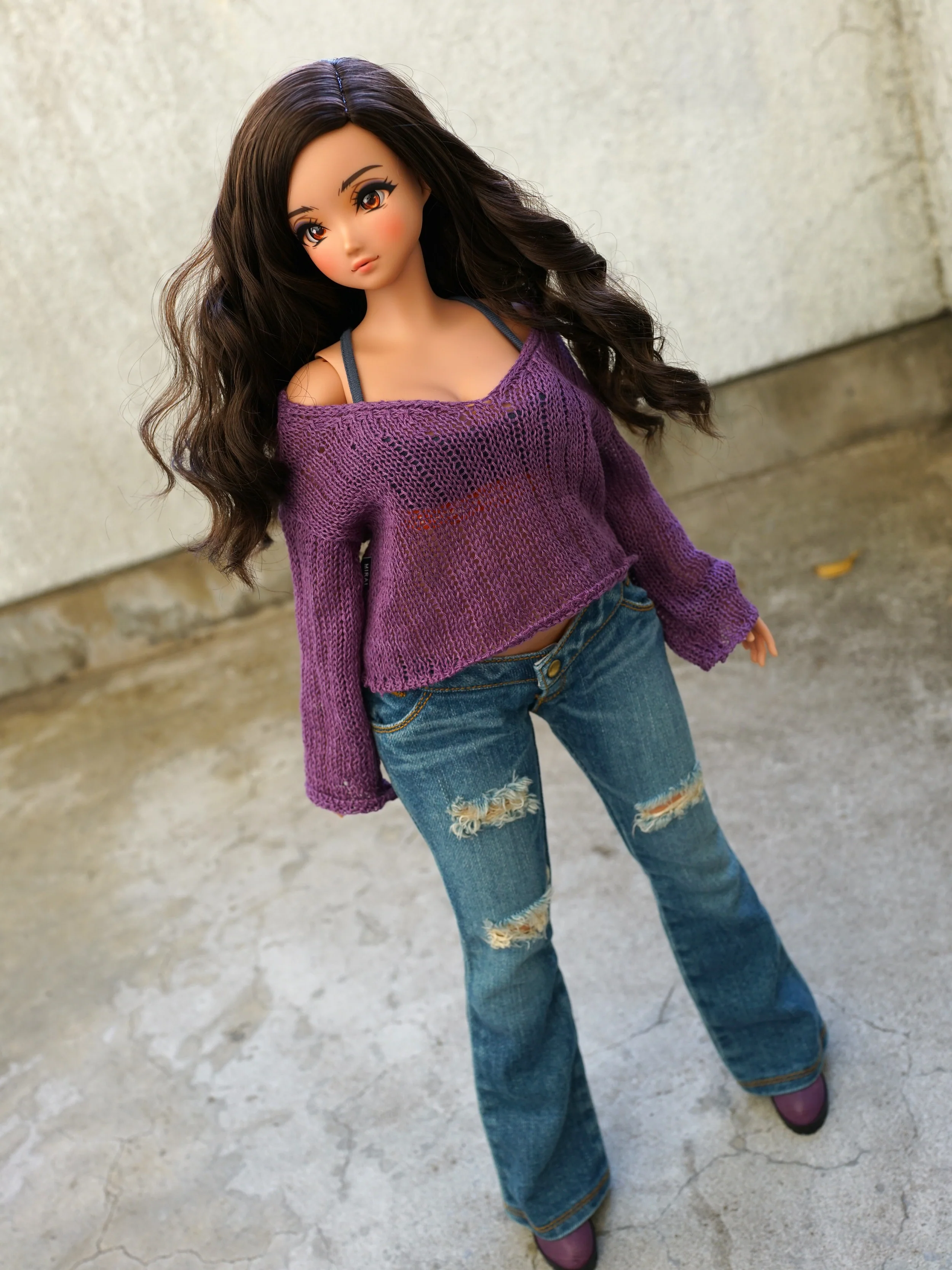 Frayed Knit Sweater (Purple) [Pear Body] - Image 11