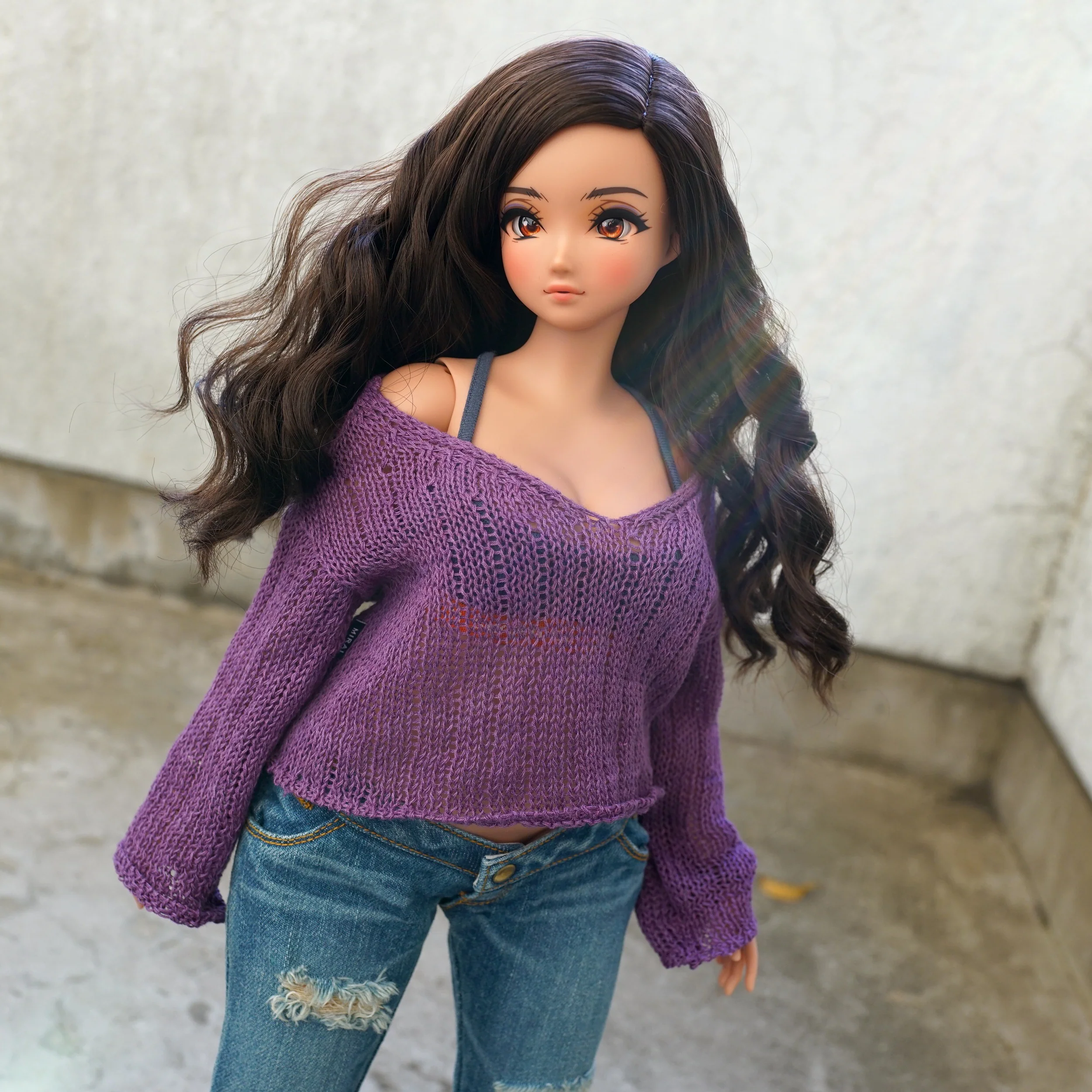 Frayed Knit Sweater (Purple) [Pear Body] - Image 15