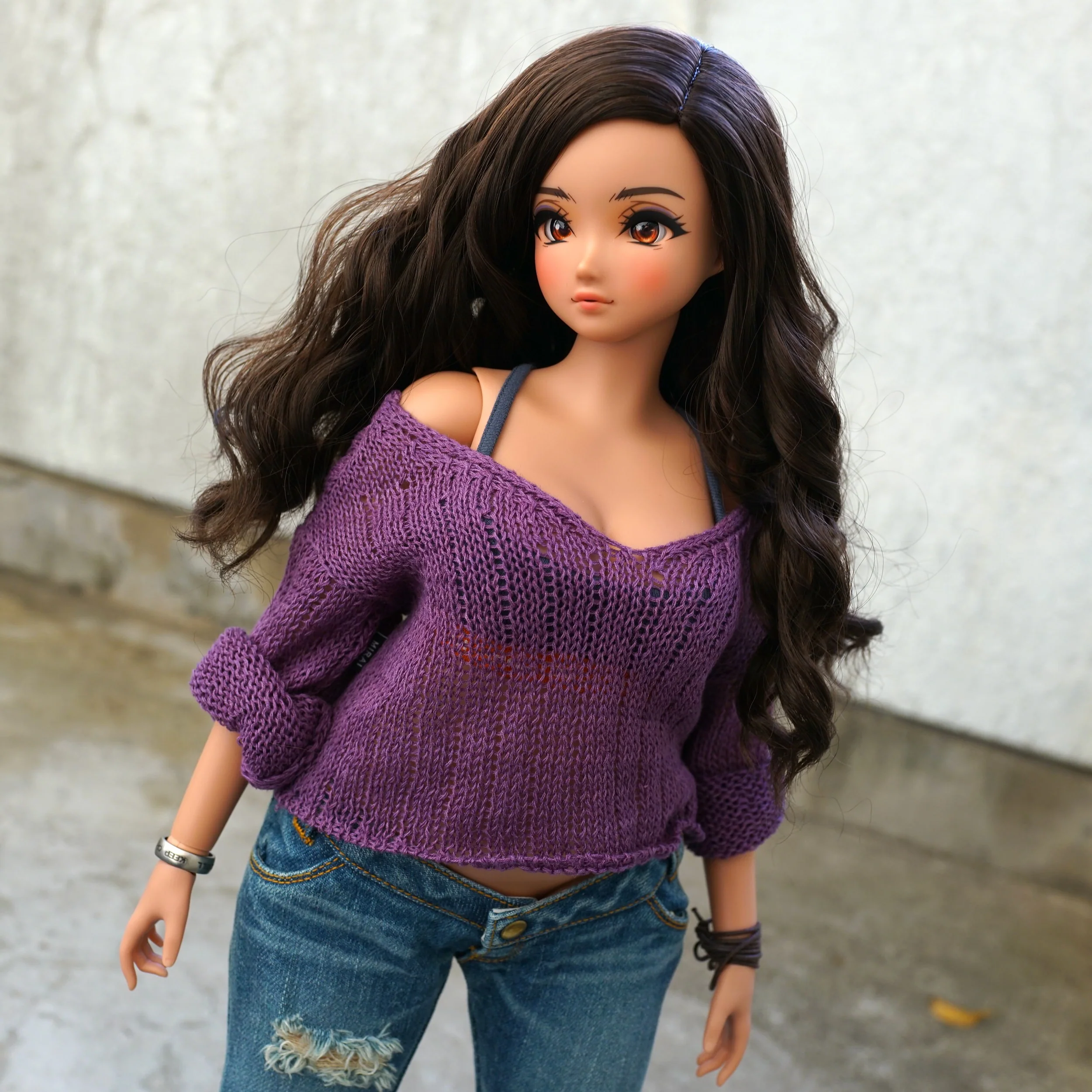 Frayed Knit Sweater (Purple) [Pear Body] - Image 4