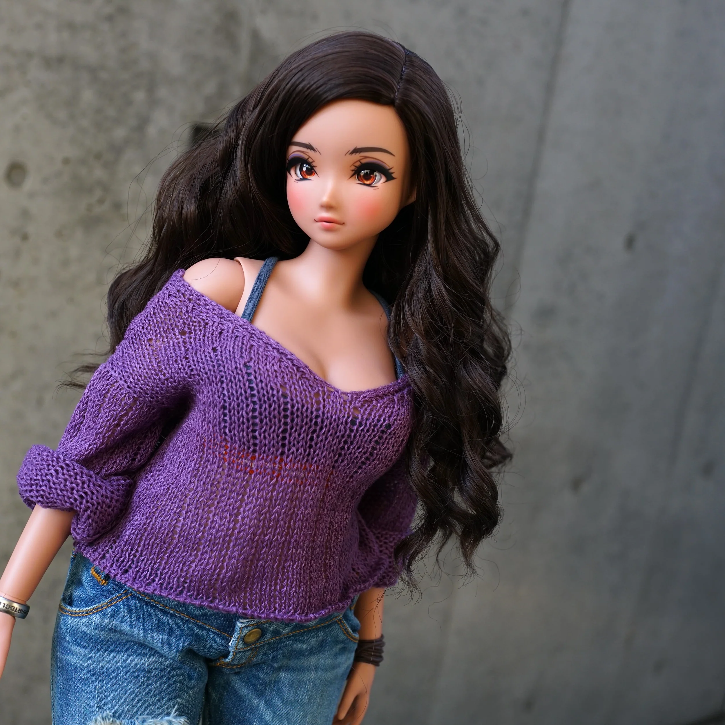 Frayed Knit Sweater (Purple) [Pear Body] - Image 6