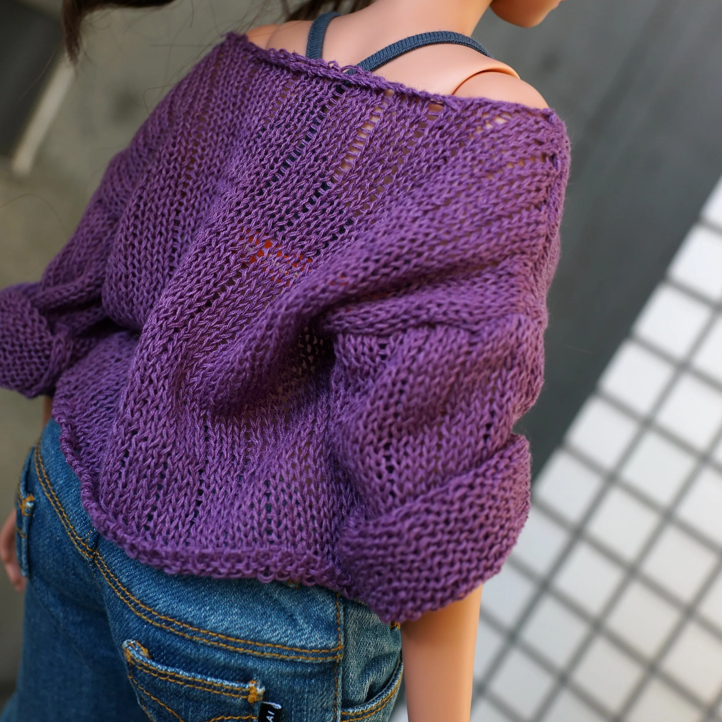 Frayed Knit Sweater (Purple) [Pear Body] - Image 7