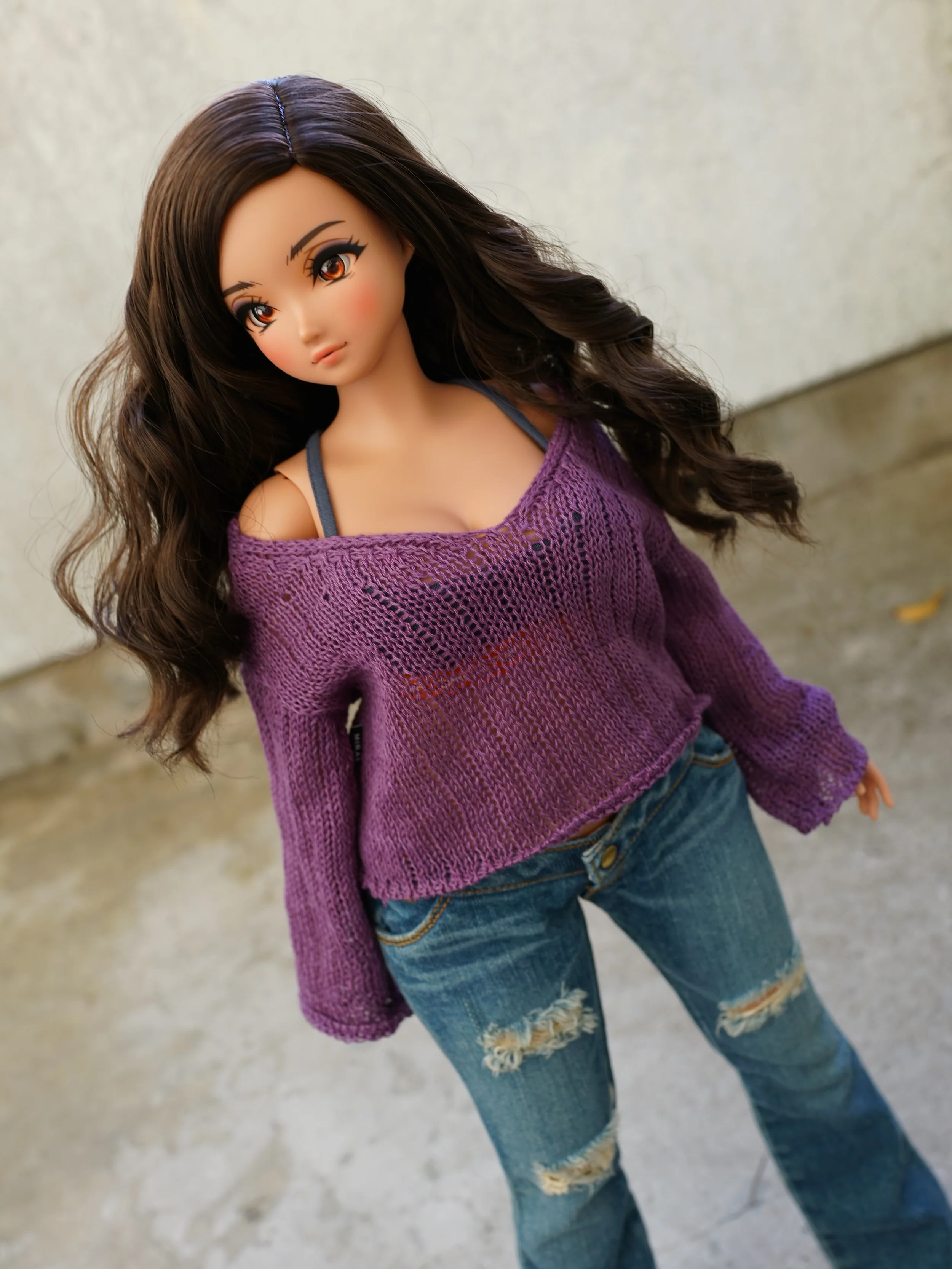 Frayed Knit Sweater (Purple) [Pear Body] - Image 8