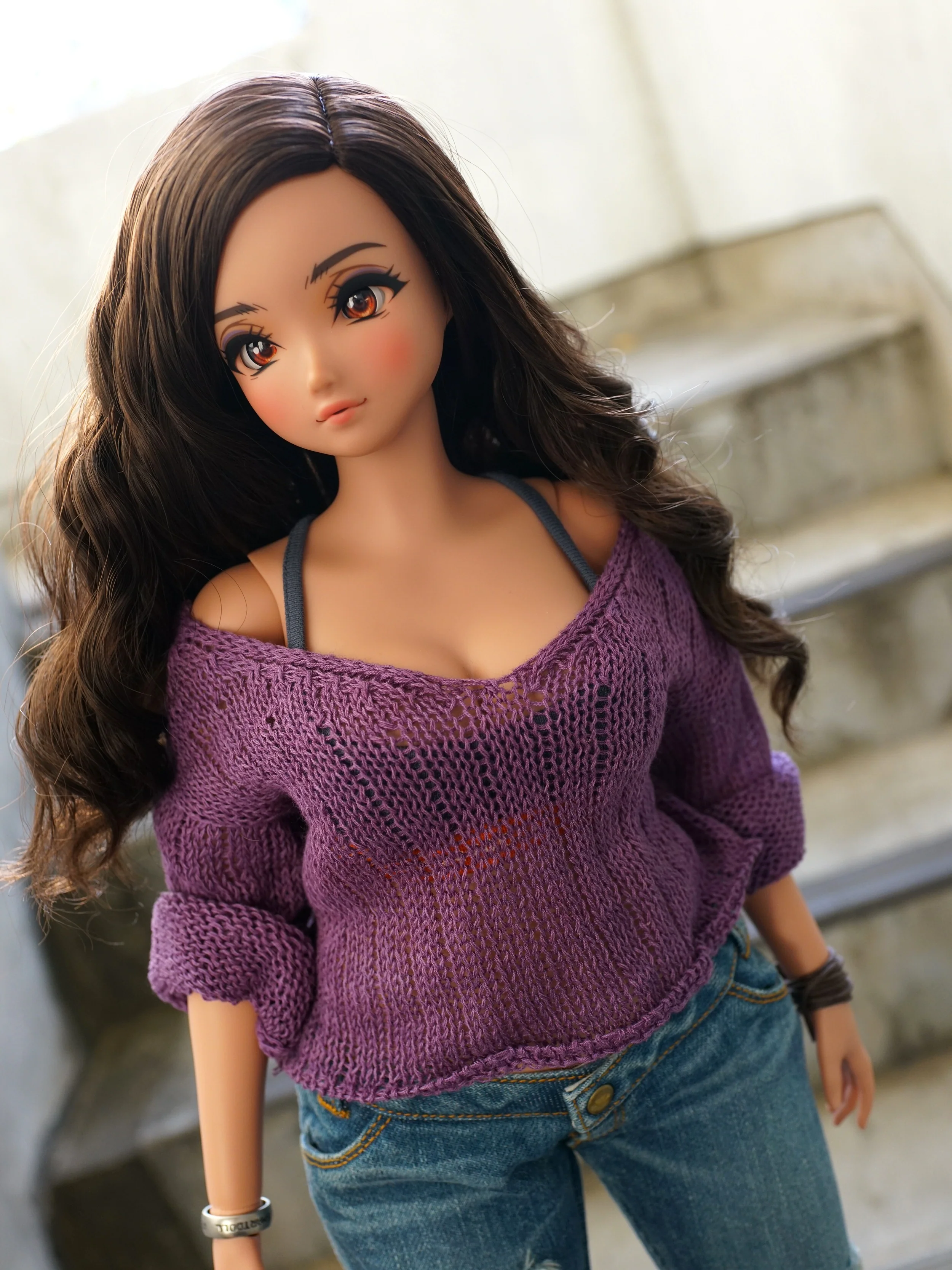 Frayed Knit Sweater (Purple) [Pear Body] - Image 9