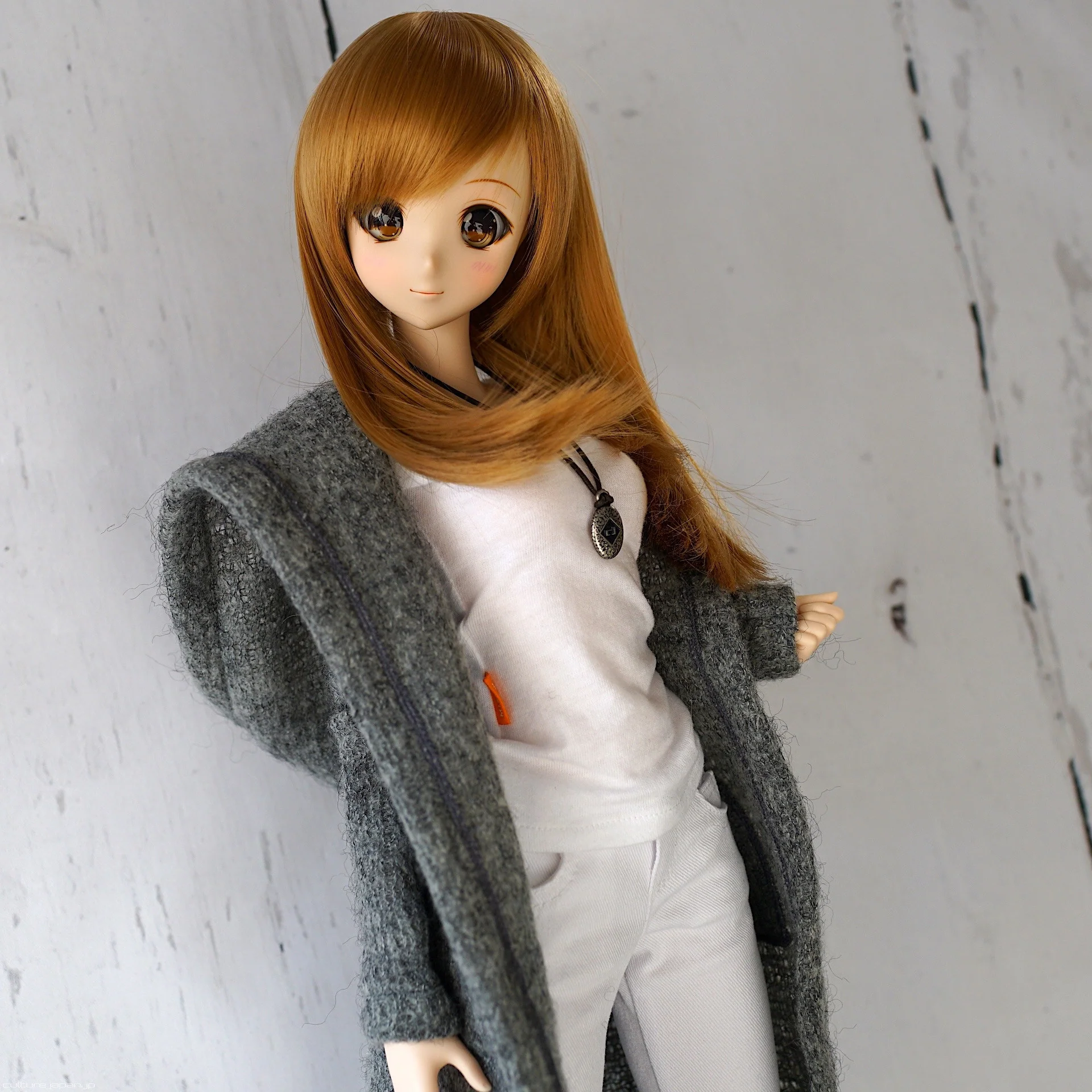 Hoodie Knit Coat (Gray) - Image 2