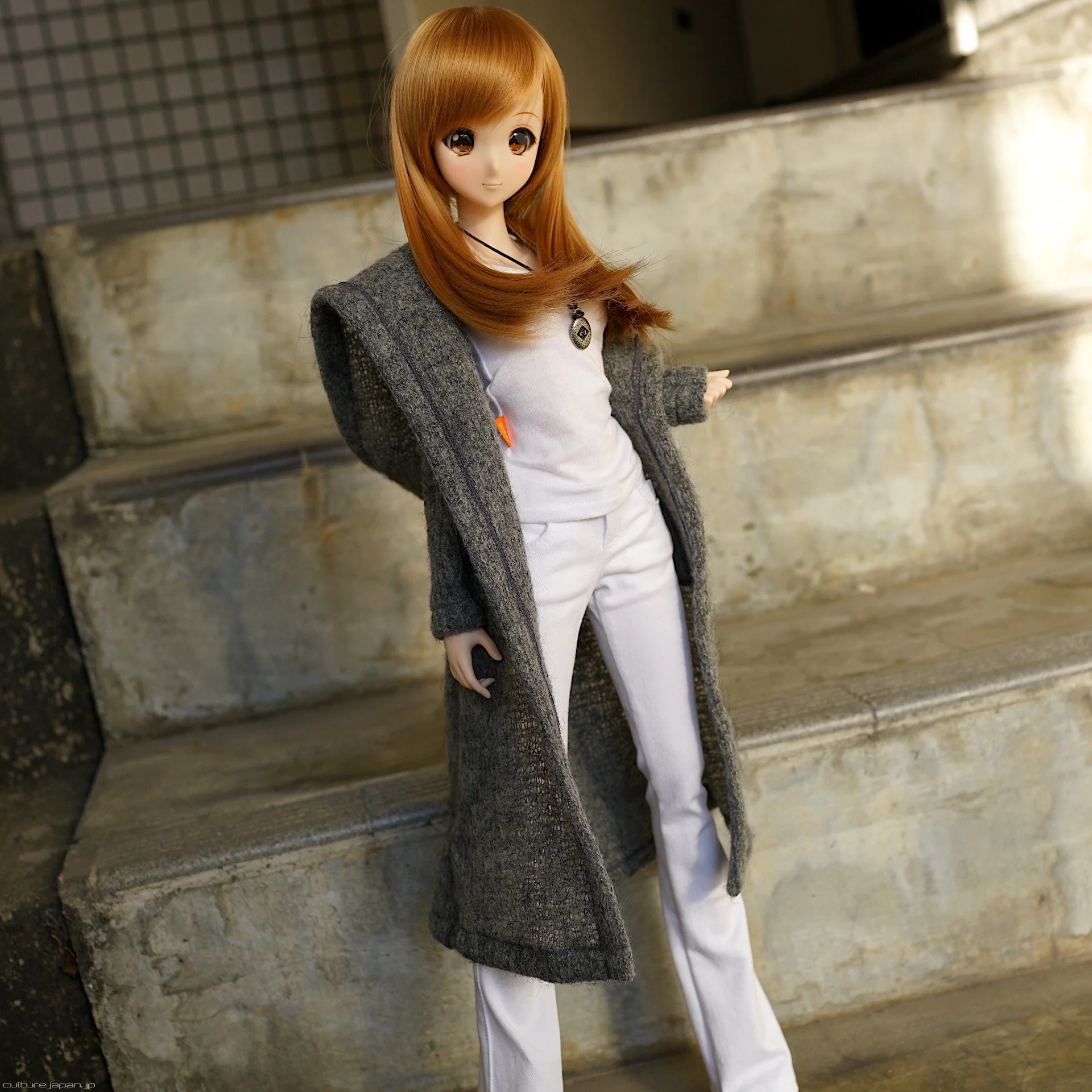 Hoodie Knit Coat (Gray) - Image 4