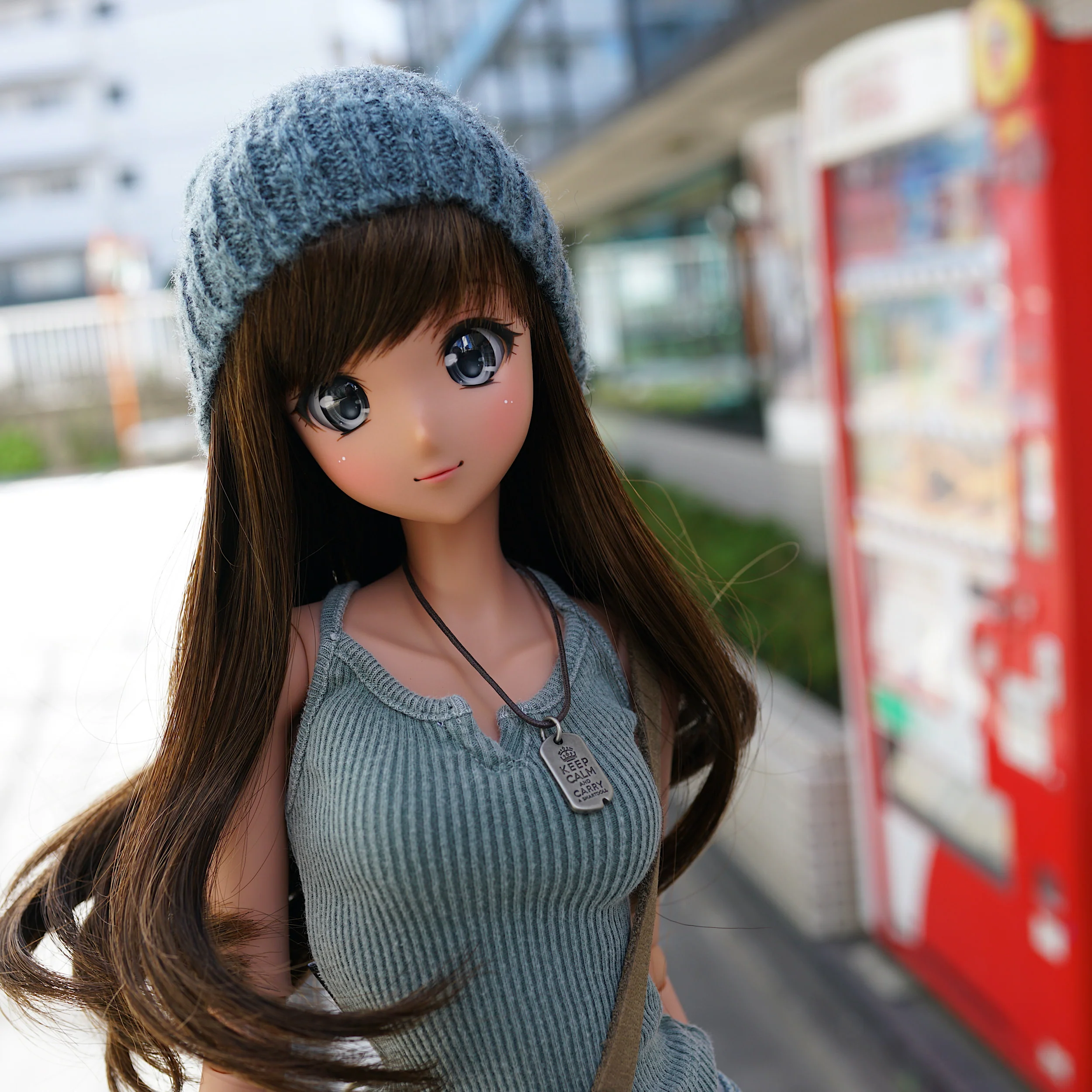 Knit Slouch Beanie (Cyan) - Image 3