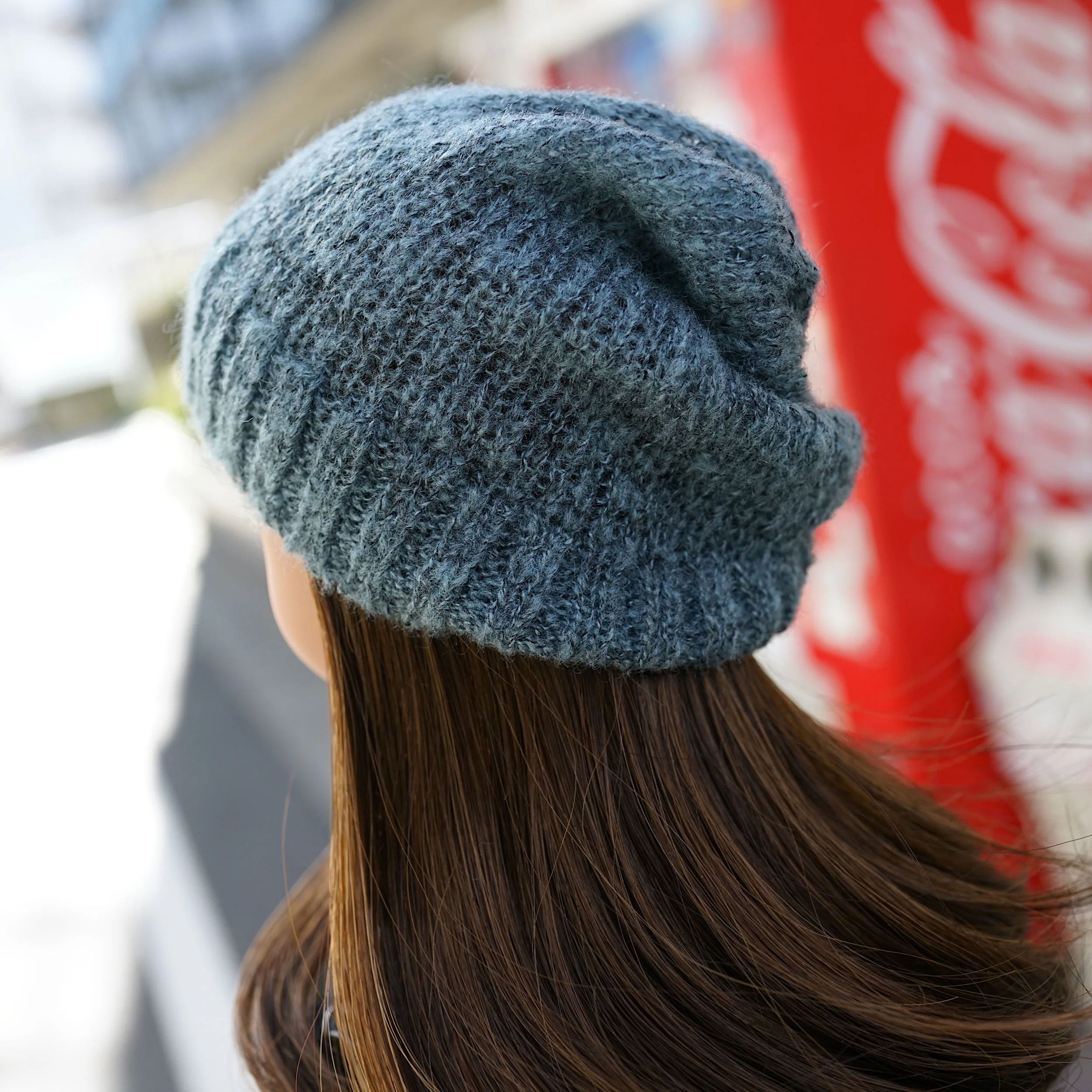 Knit Slouch Beanie (Cyan) - Image 5