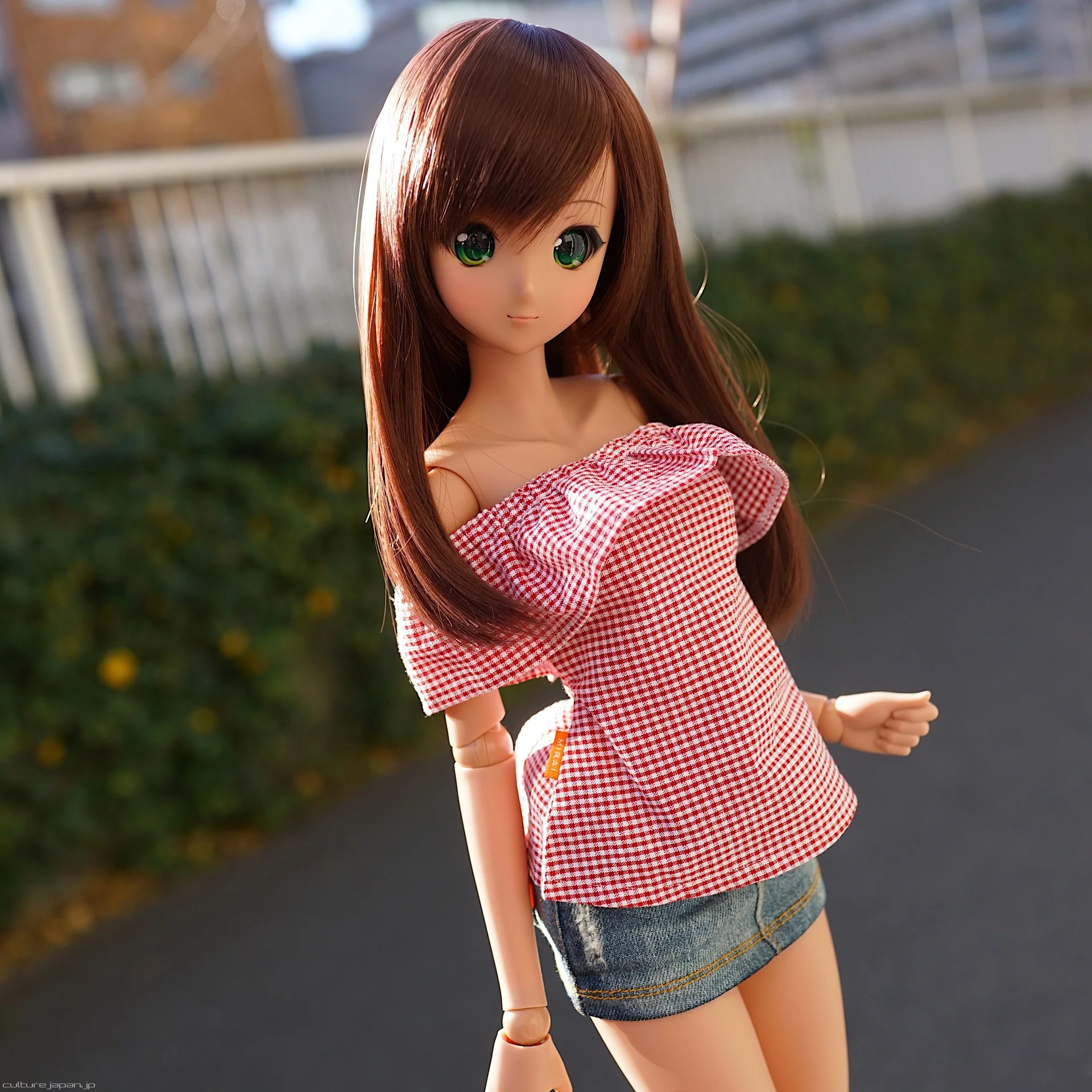 Off Shoulder Blouse Gingham Red - Image 2