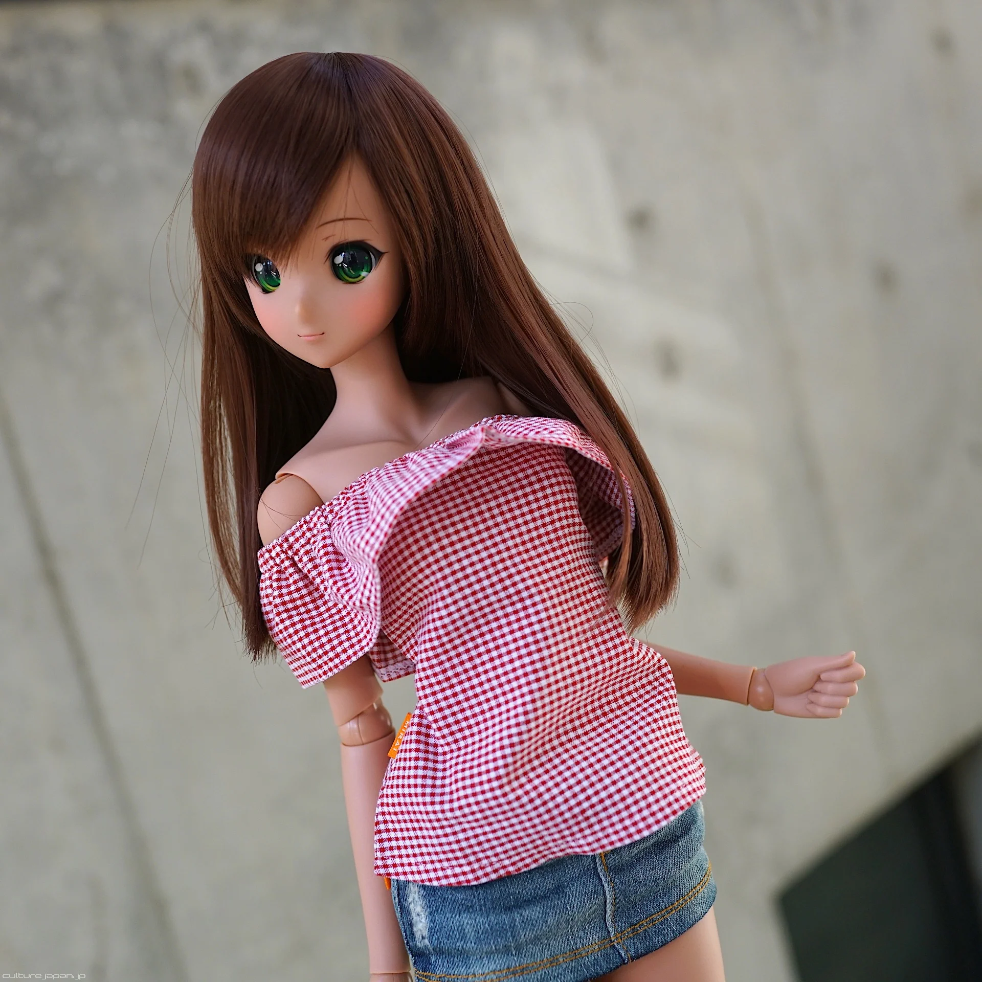 Off Shoulder Blouse Gingham Red - Image 5