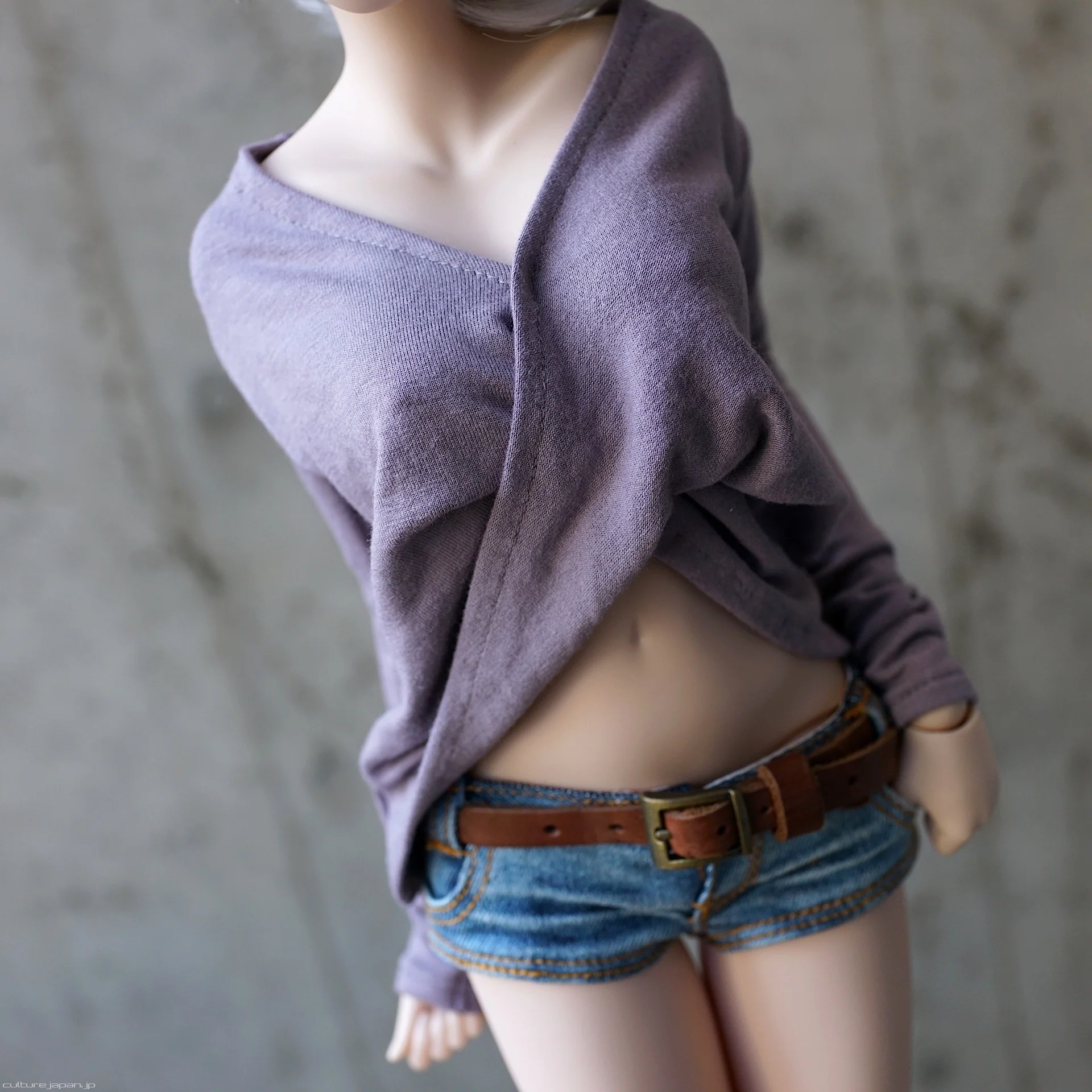 V-Neck Cross Fold Blouse (Pastel Purple) - Image 3