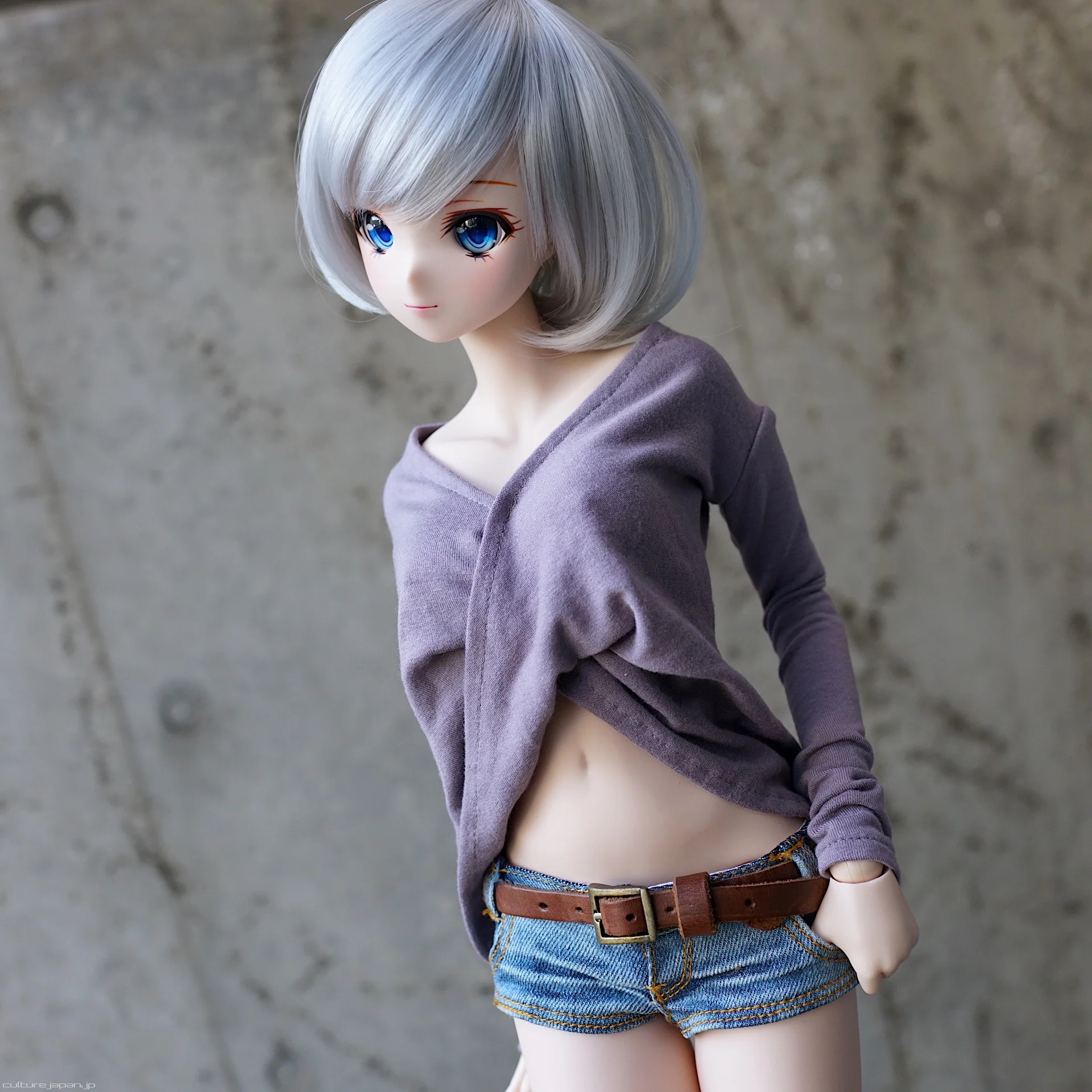 V-Neck Cross Fold Blouse (Pastel Purple) - Image 4