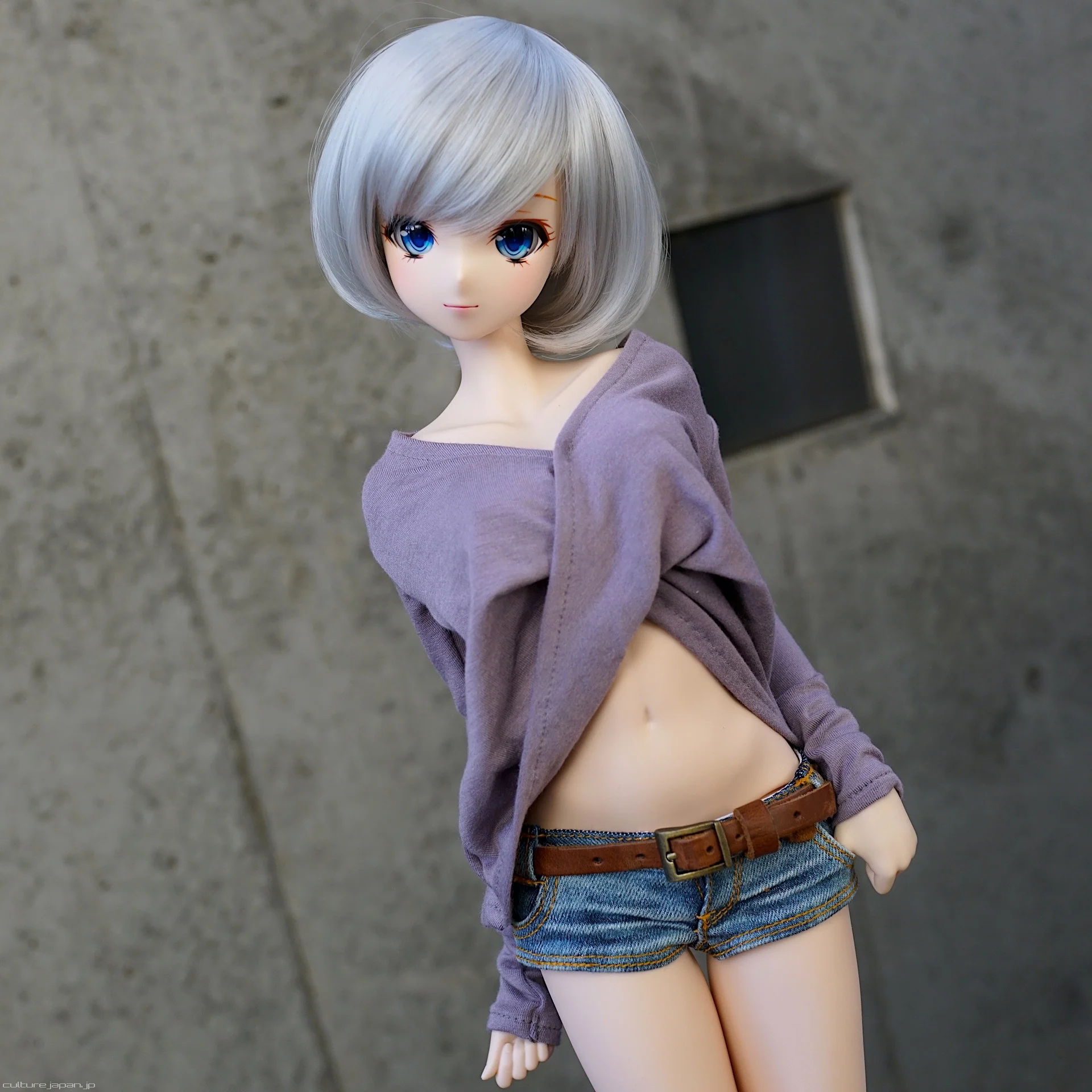 V-Neck Cross Fold Blouse (Pastel Purple) - Image 5