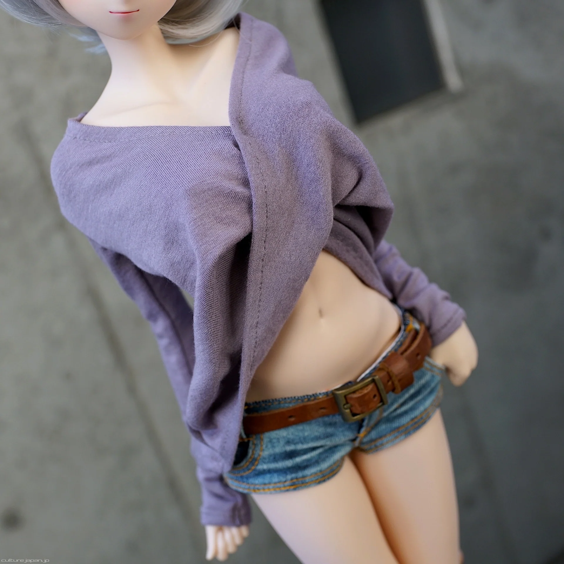 V-Neck Cross Fold Blouse (Pastel Purple) - Image 6